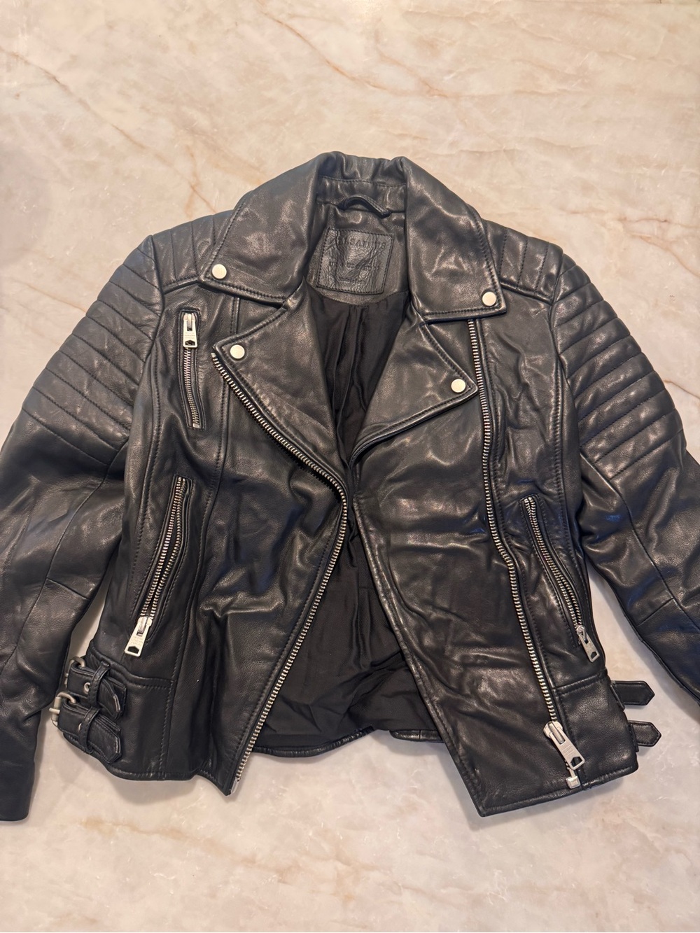 All Saints Papin Black Leather Jacket